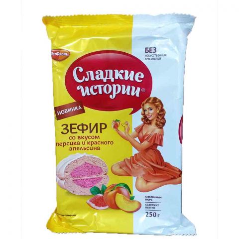 Şetdaly we gyzyl pyrtykal tagamly zefir "Sladkaýa istoriýa"250g